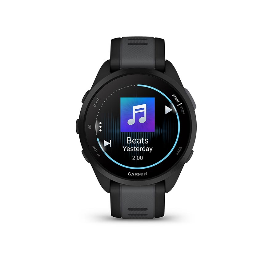 650513-04::3::650513-04::Garmin, Forerunner 165 Music, Montre, Couleur de la montre: Noir, Bracelet: Ardoise - Silicone