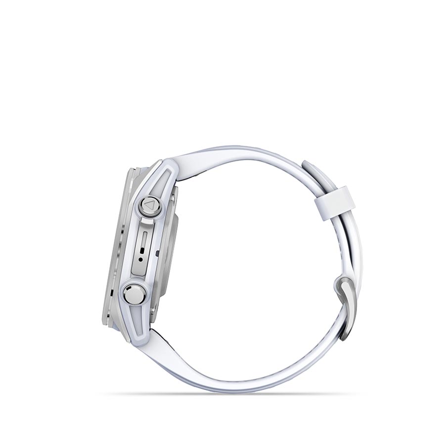650529-01::5::650529-01::Garmin, fenix 8 AMOLED 43mm, Montre, Couleur de la montre: Argent, Bracelet: Pierre Blanche - Silicone