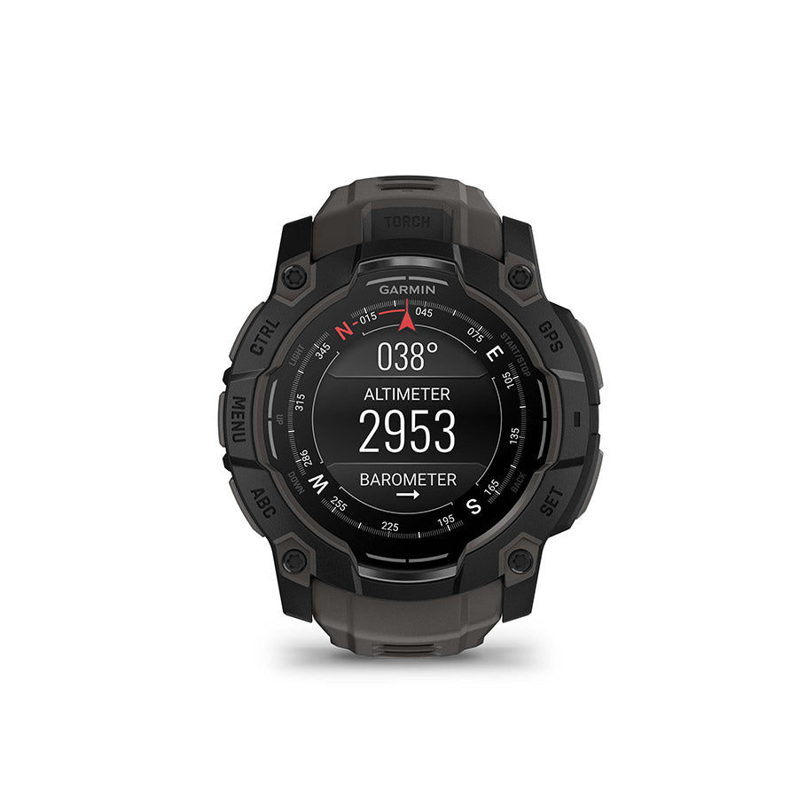650540-02::7::650540-02::Garmin, Instinct 3 50mm AMOLED, Montre, Couleur de la montre: Noir, Bracelet: Anthracite - Silicone