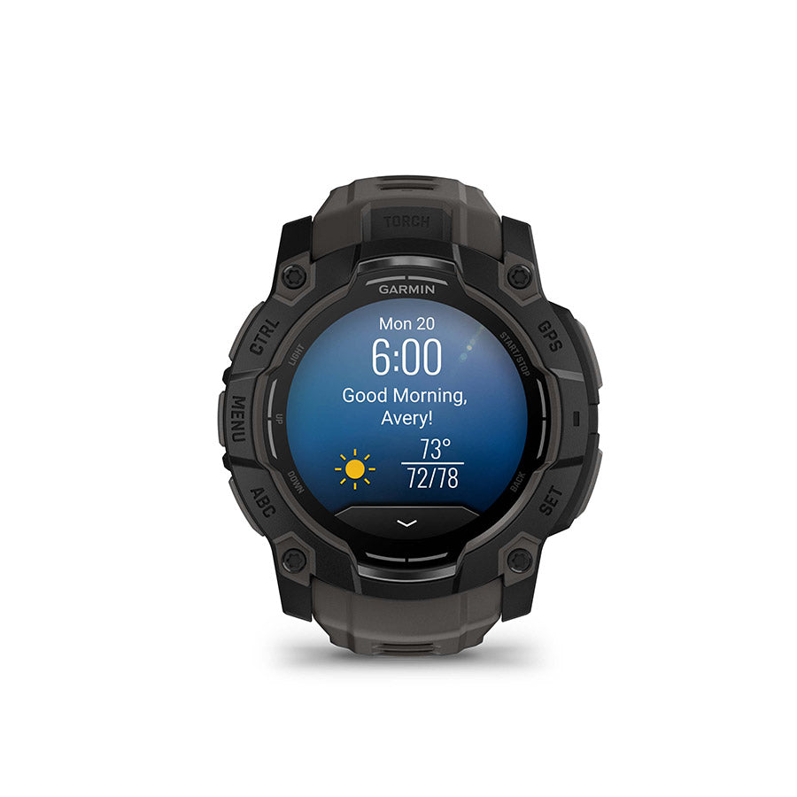 650540-02::10::650540-02::Garmin, Instinct 3 50mm AMOLED, Montre, Couleur de la montre: Noir, Bracelet: Anthracite - Silicone