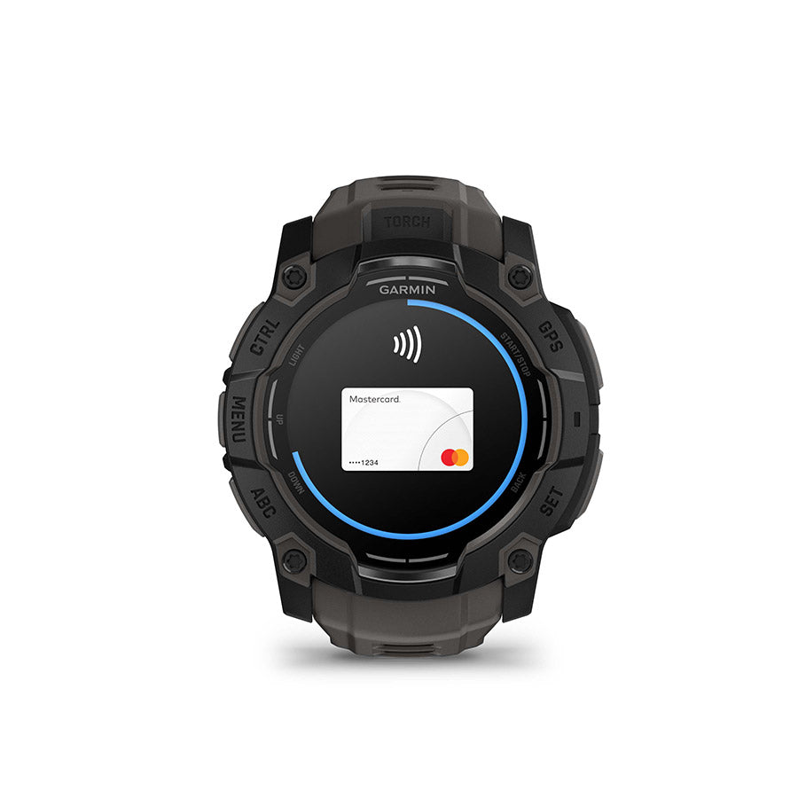 650540-02::11::650540-02::Garmin, Instinct 3 50mm AMOLED, Montre, Couleur de la montre: Noir, Bracelet: Anthracite - Silicone