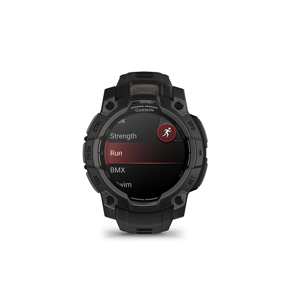650541-02::1::650541-02::Garmin, Instinct 3 45mm AMOLED, Montre, Couleur de la montre: Noir, Bracelet: Noir - Silicone