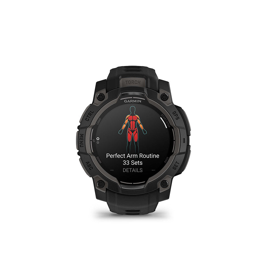 650541-02::3::650541-02::Garmin, Instinct 3 45mm AMOLED, Montre, Couleur de la montre: Noir, Bracelet: Noir - Silicone