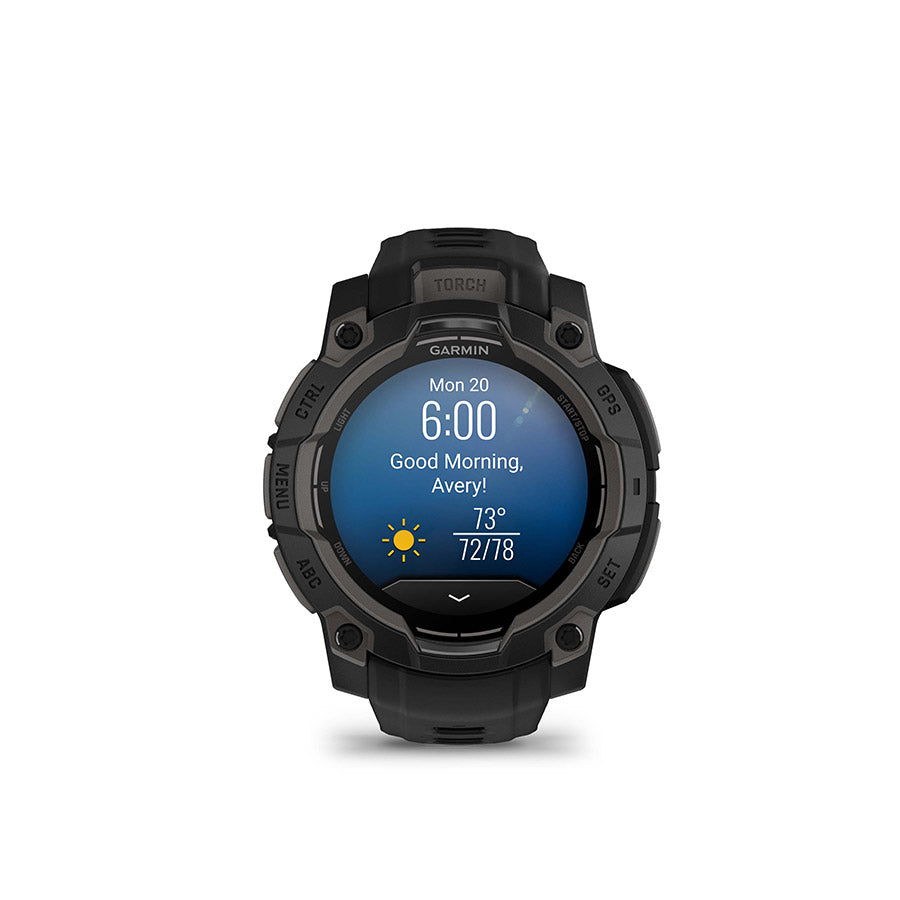650541-02::10::650541-02::Garmin, Instinct 3 45mm AMOLED, Montre, Couleur de la montre: Noir, Bracelet: Noir - Silicone