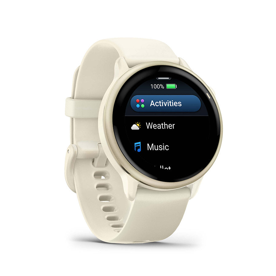 650546-02::2::650546-02::Garmin, vivoactive 6, Montre, Couleur de la montre: Or, Bracelet: Os - Silicone