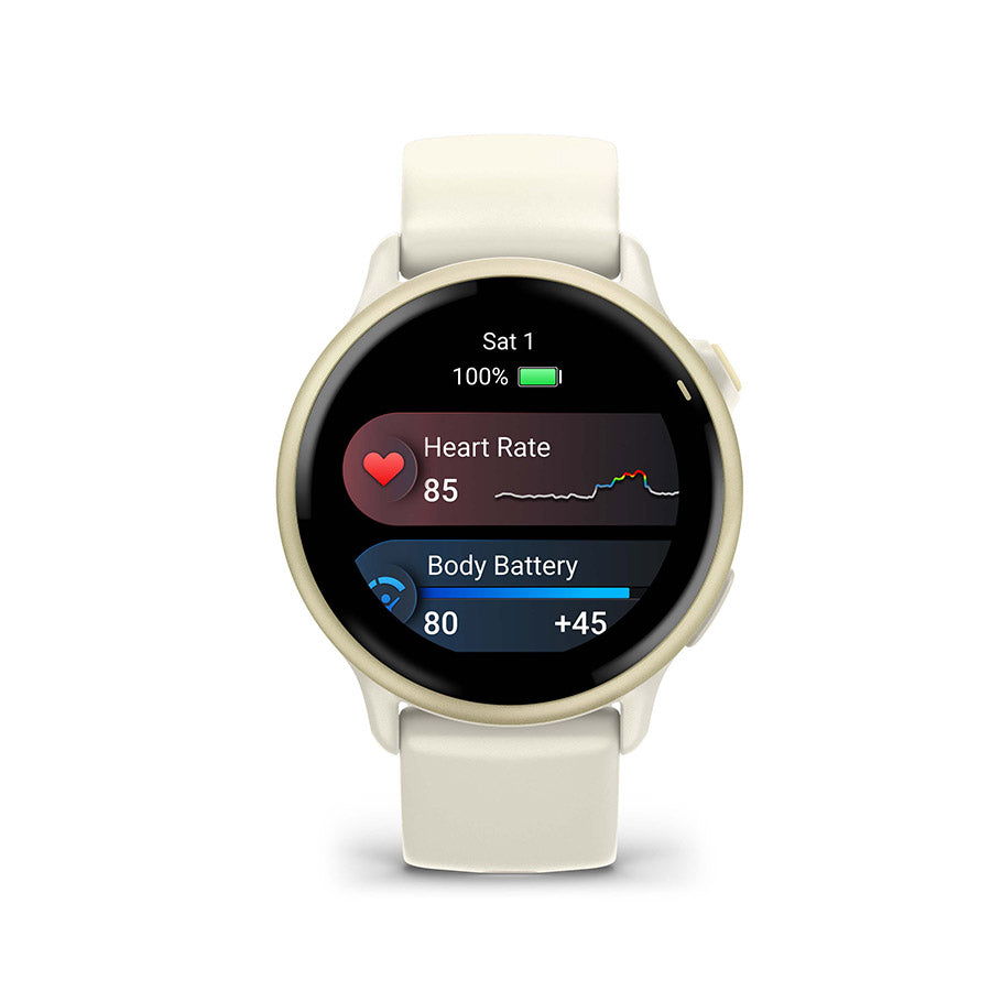 650546-02::5::650546-02::Garmin, vivoactive 6, Montre, Couleur de la montre: Or, Bracelet: Os - Silicone