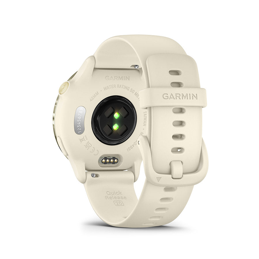 650546-02::6::650546-02::Garmin, vivoactive 6, Montre, Couleur de la montre: Or, Bracelet: Os - Silicone