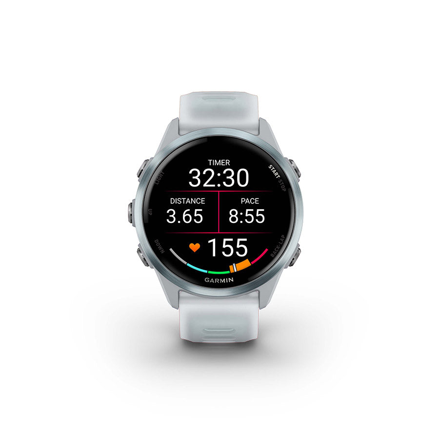 650552-02::5::650552-02::Garmin, Forerunner 570 42mm, Montre, Couleur de la montre: Bleu Nuage, Bracelet: Pierre Blanche Translucide/Bleu Nuage - Silicone