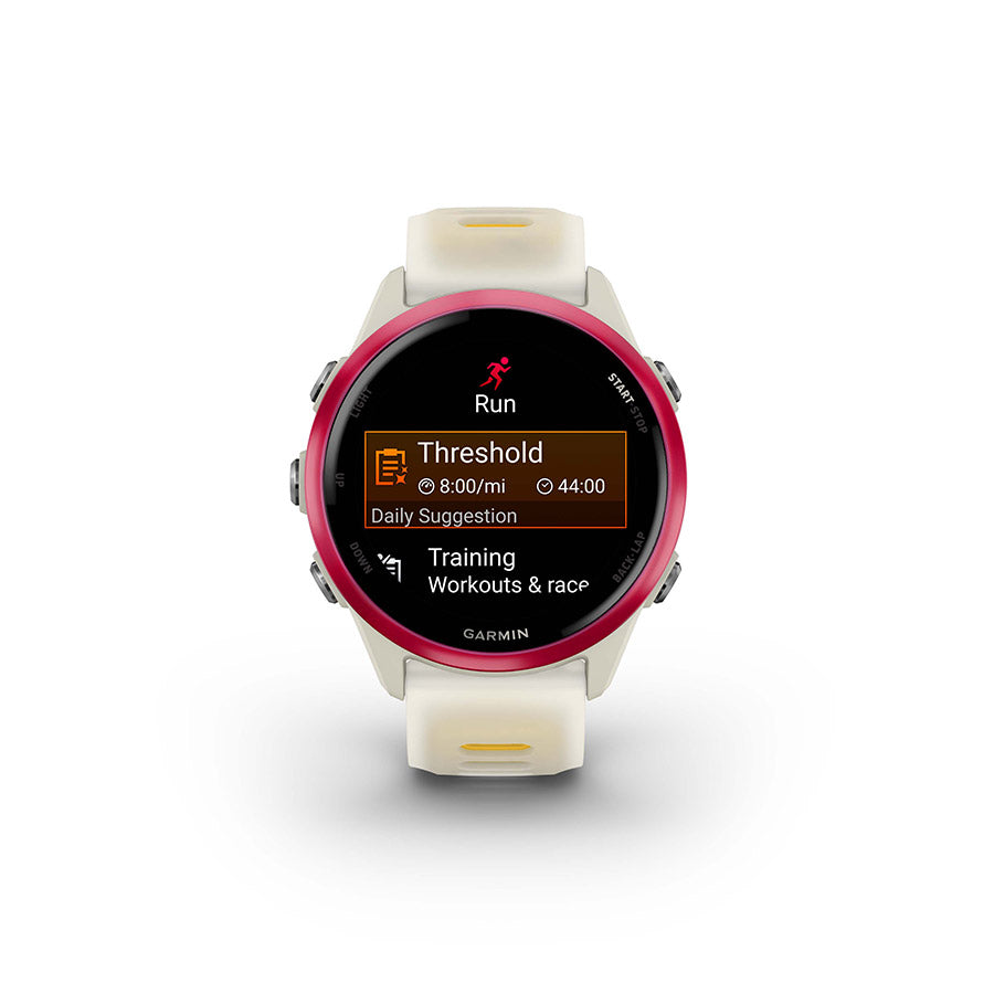 650552-03::1::650552-03::Garmin, Forerunner 570 42mm, Montre, Couleur de la montre: Os, Bracelet: Os Translucide/Mangue - Silicone