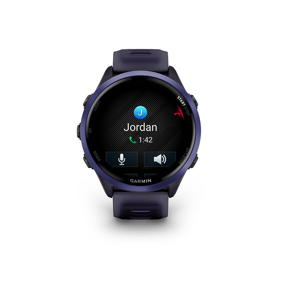 650553-03::3::650553-03::Garmin, Forerunner 570 47mm, Montre, Couleur de la montre: Indigo, Bracelet: Mauve Impérial Translucide/Indigo - Silicone