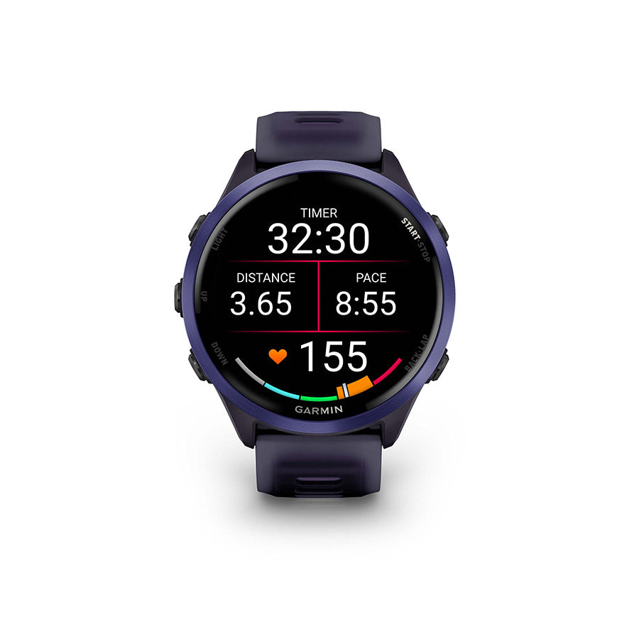 650553-03::5::650553-03::Garmin, Forerunner 570 47mm, Montre, Couleur de la montre: Indigo, Bracelet: Mauve Impérial Translucide/Indigo - Silicone