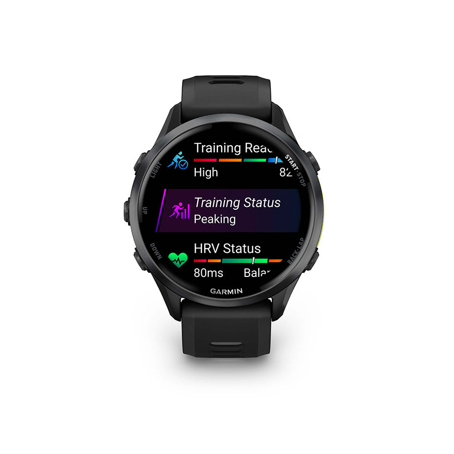 650554-01::5::650554-01::Garmin, Forerunner 970, Montre, Couleur de la montre: Noir, Bracelet: Noir/Pierre Blanche Translucide - Silicone