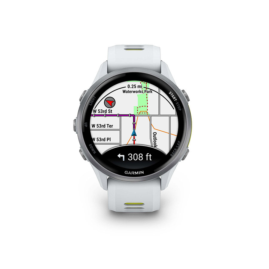 650554-02::1::650554-02::Garmin, Forerunner 970, Montre, Couleur de la montre: Pierre Blanche, Bracelet: Pierre Blanche/Jaune Amp Translucide - Silicone