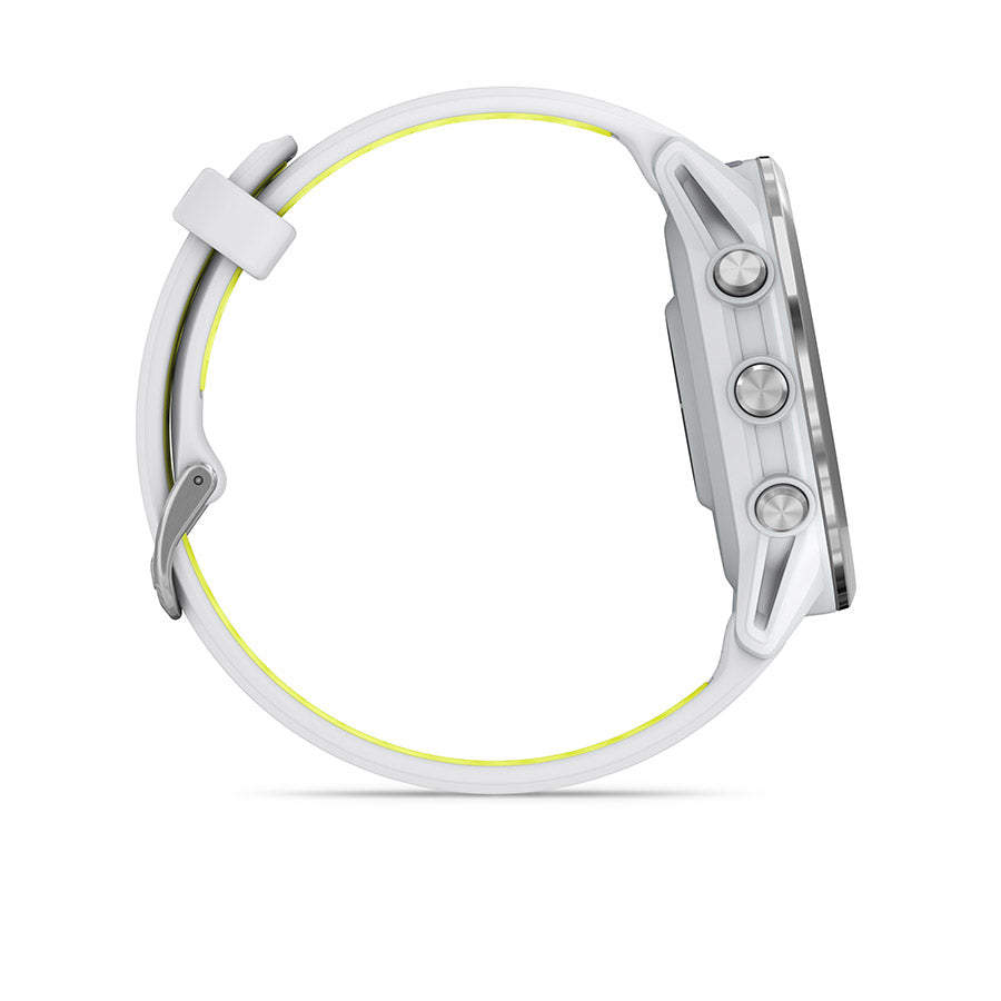 650554-02::4::650554-02::Garmin, Forerunner 970, Montre, Couleur de la montre: Pierre Blanche, Bracelet: Pierre Blanche/Jaune Amp Translucide - Silicone