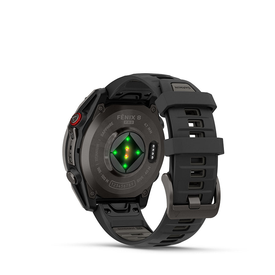 650560-01::3::650560-01::Garmin, fenix 8 Pro 47 mm- AMOLED Sap., Montre, Couleur de la montre: Gris, Bracelet: Noir/ Gris caillou - Silicone