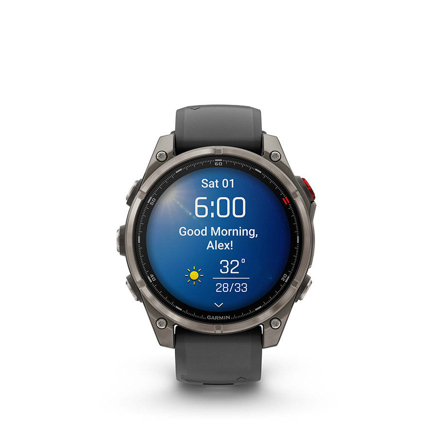 650560-02::1::650560-02::Garmin, fenix 8 Pro 47 mm- AMOLED Sap., Montre, Couleur de la montre: Gris, Bracelet: Noir - Silicone