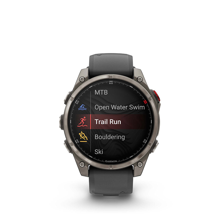 650560-02::7::650560-02::Garmin, fenix 8 Pro 47 mm- AMOLED Sap., Montre, Couleur de la montre: Gris, Bracelet: Noir - Silicone