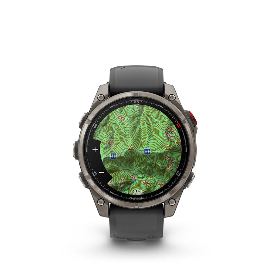 650560-02::9::650560-02::Garmin, fenix 8 Pro 47 mm- AMOLED Sap., Montre, Couleur de la montre: Gris, Bracelet: Noir - Silicone