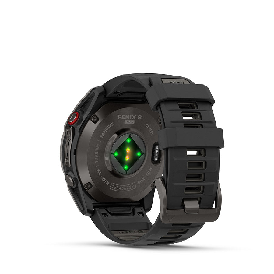 650561-01::3::650561-01::Garmin, fenix 8 Pro 51 mm- AMOLED Sap., Montre, Couleur de la montre: Gris, Bracelet: Noir/ Gris caillou - Silicone