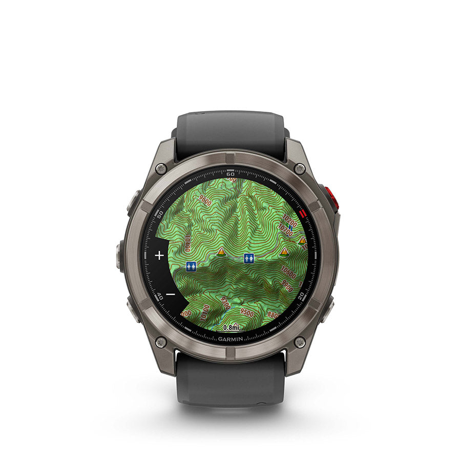 650561-02::9::650561-02::Garmin, fenix 8 Pro 51 mm- AMOLED Sap., Montre, Couleur de la montre: Gris, Bracelet: Noir - Silicone