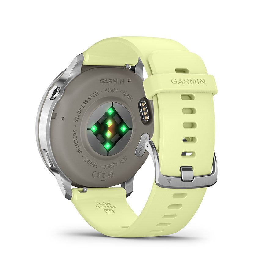 650562-03::6::650562-03::Garmin, Venu 4 45mm, Montre, Couleur de la montre: Argent, Bracelet: Citron - Silicone