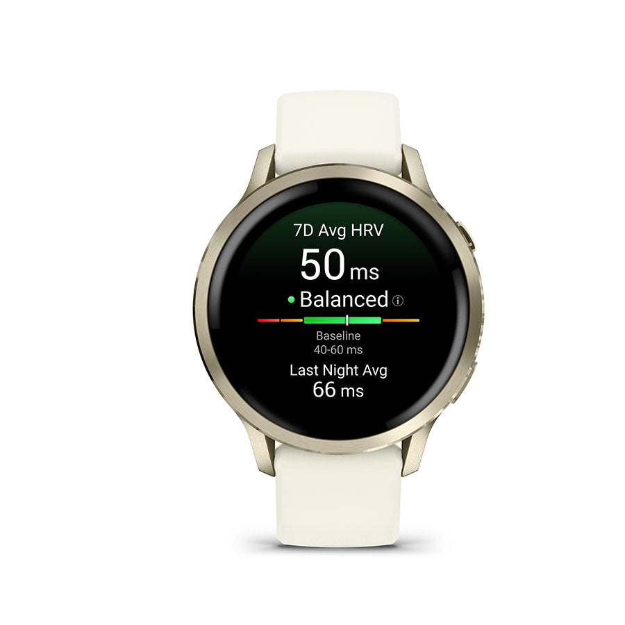 650563-01::1::650563-01::Garmin, Venu 4 41mm, Montre, Couleur de la montre: Or lunaire, Bracelet: Os - Silicone