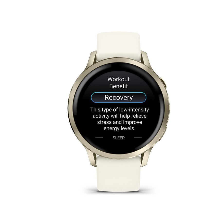 650563-01::5::650563-01::Garmin, Venu 4 41mm, Montre, Couleur de la montre: Or lunaire, Bracelet: Os - Silicone