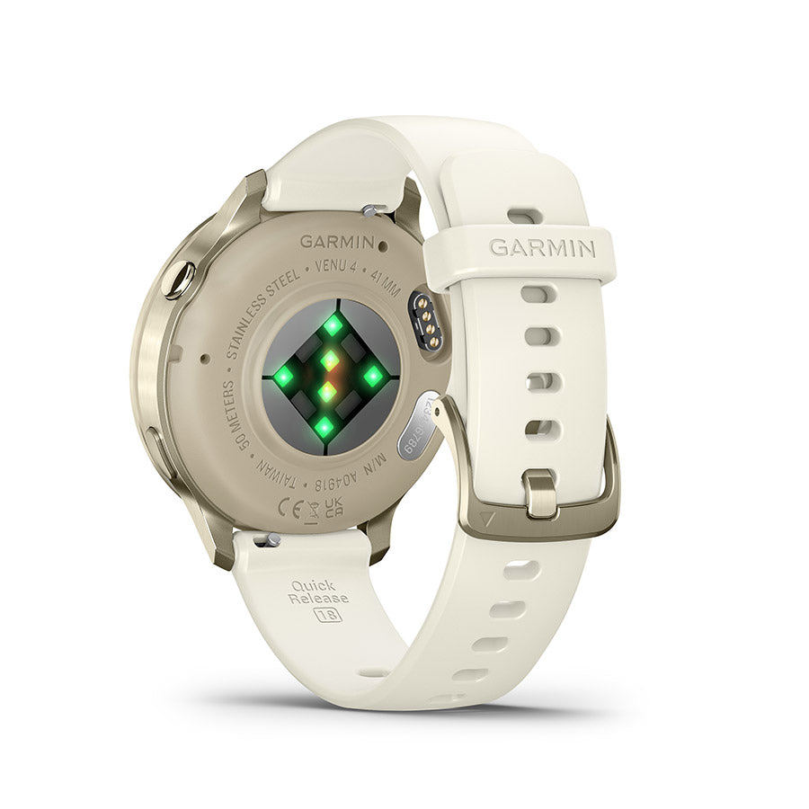 650563-01::6::650563-01::Garmin, Venu 4 41mm, Montre, Couleur de la montre: Or lunaire, Bracelet: Os - Silicone