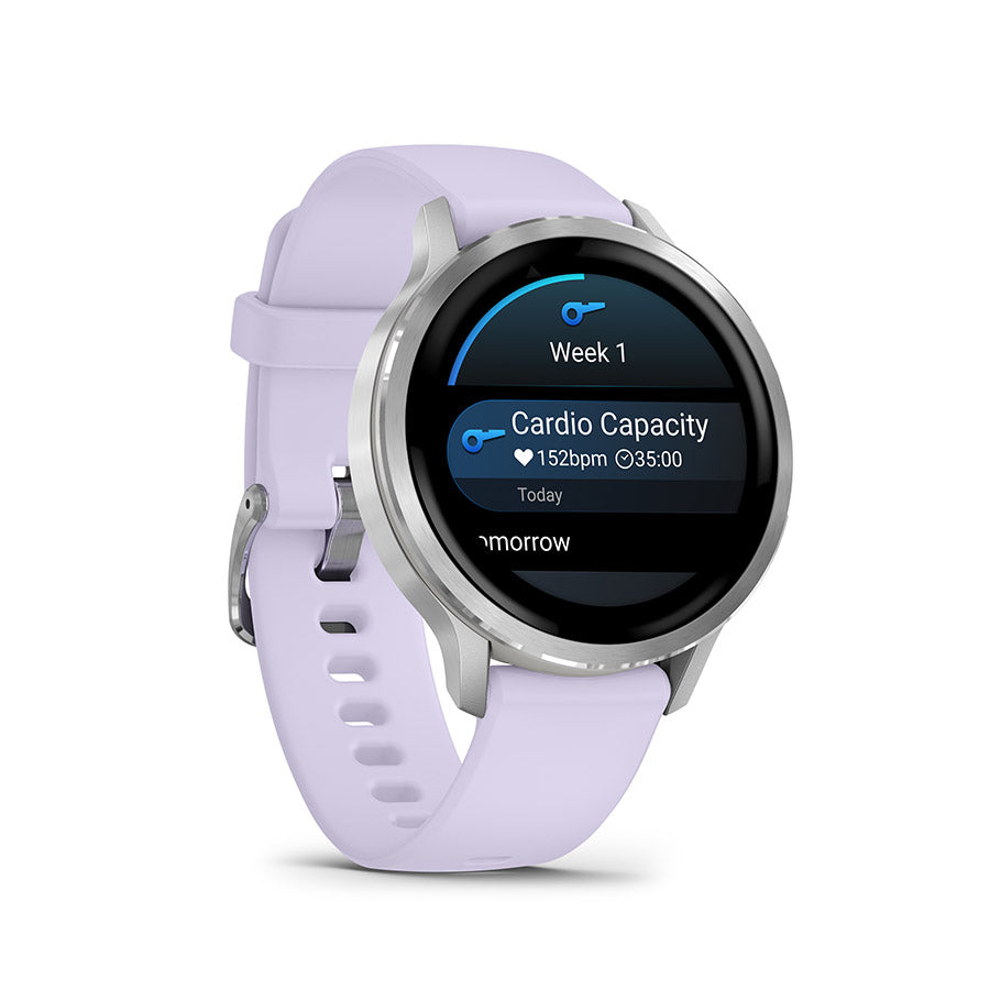 650563-02::2::650563-02::Garmin, Venu 4 41mm, Montre, Couleur de la montre: Argent, Bracelet: Pervenches - Silicone