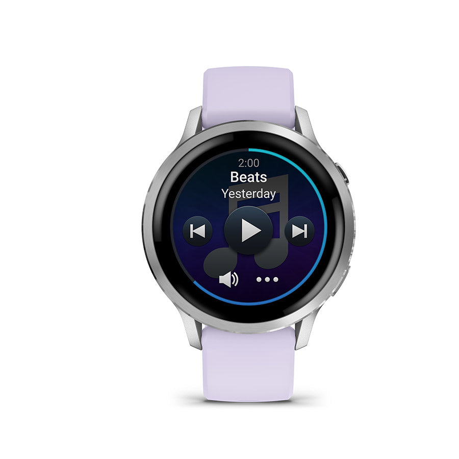 650563-02::3::650563-02::Garmin, Venu 4 41mm, Montre, Couleur de la montre: Argent, Bracelet: Pervenches - Silicone