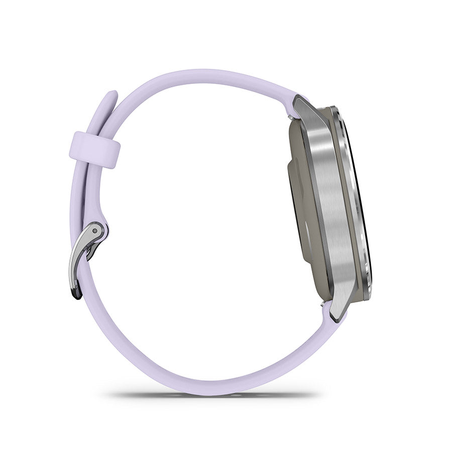 650563-02::4::650563-02::Garmin, Venu 4 41mm, Montre, Couleur de la montre: Argent, Bracelet: Pervenches - Silicone
