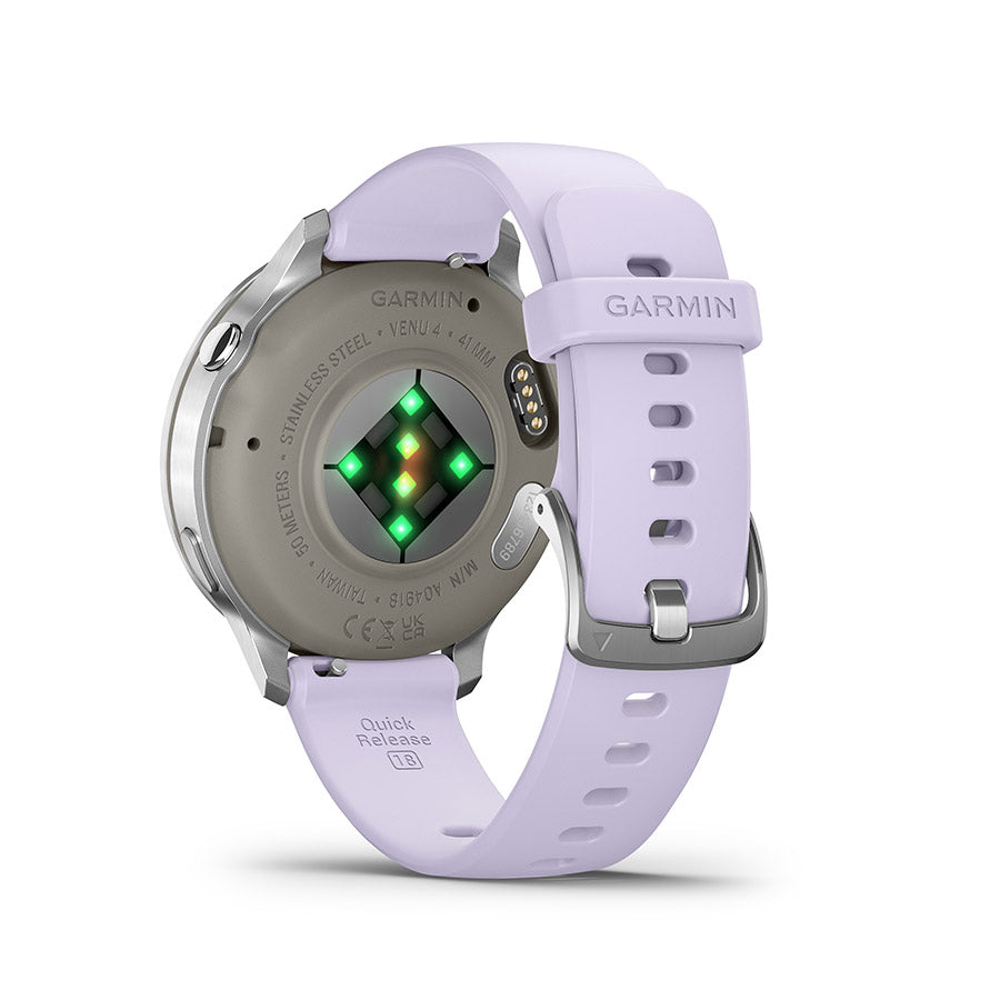 650563-02::6::650563-02::Garmin, Venu 4 41mm, Montre, Couleur de la montre: Argent, Bracelet: Pervenches - Silicone