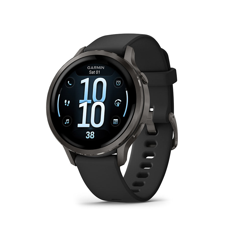 650563-03::0::650563-03::Garmin, Venu 4 41mm, Montre, Couleur de la montre: Ardoise, Bracelet: Noir - Silicone