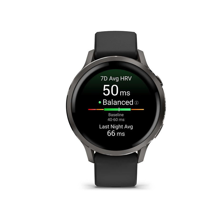 650563-03::1::650563-03::Garmin, Venu 4 41mm, Montre, Couleur de la montre: Ardoise, Bracelet: Noir - Silicone