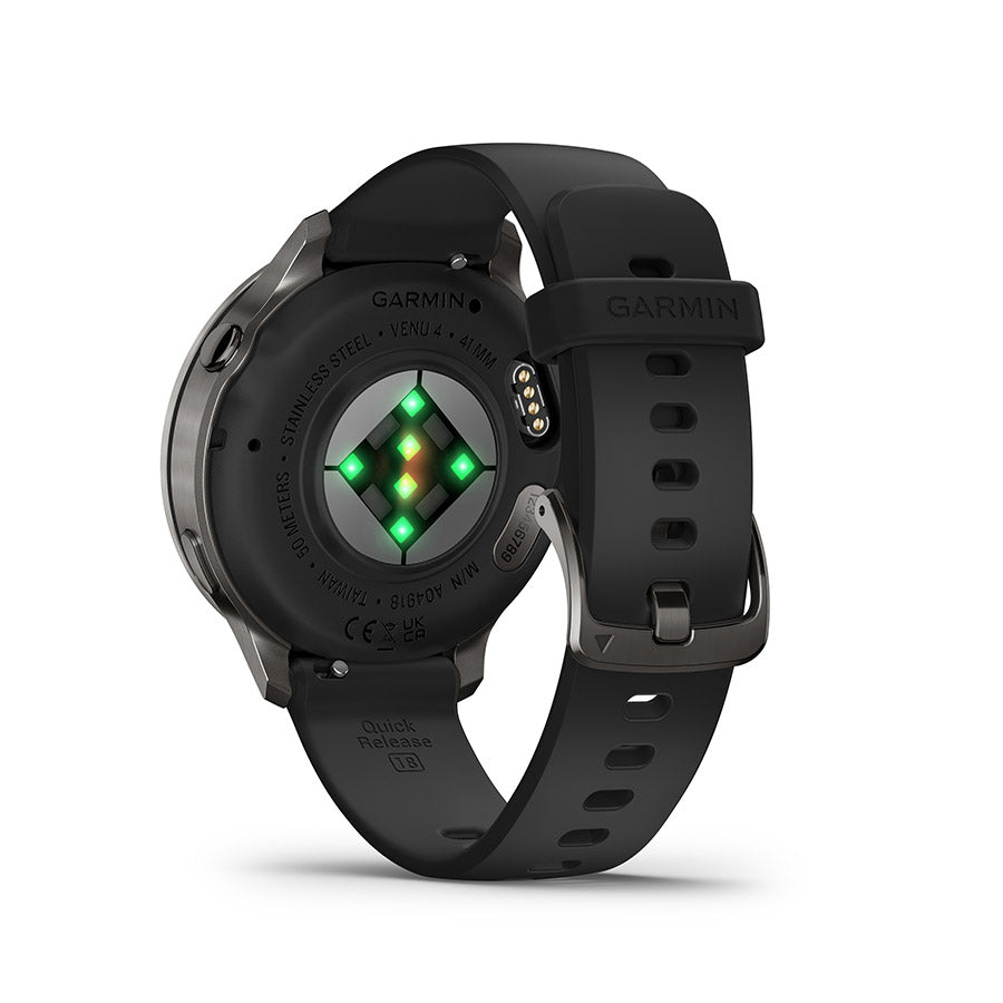 650563-03::6::650563-03::Garmin, Venu 4 41mm, Montre, Couleur de la montre: Ardoise, Bracelet: Noir - Silicone