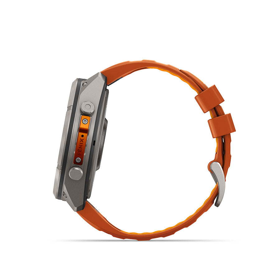 650575-01::3::650575-01::Garmin, fenix 9 Pro inReach 51mm, Montre, Couleur de la montre: Titane, Bracelet: Orange d'automne/ Orange étincelle - Silicone