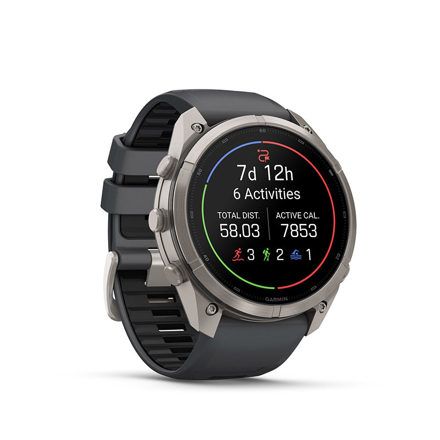 650575-03::1::650575-03::Garmin, fenix 9 Pro inReach 51mm, Montre, Couleur de la montre: Titane, Bracelet: Graphite/ Noir - Silicone