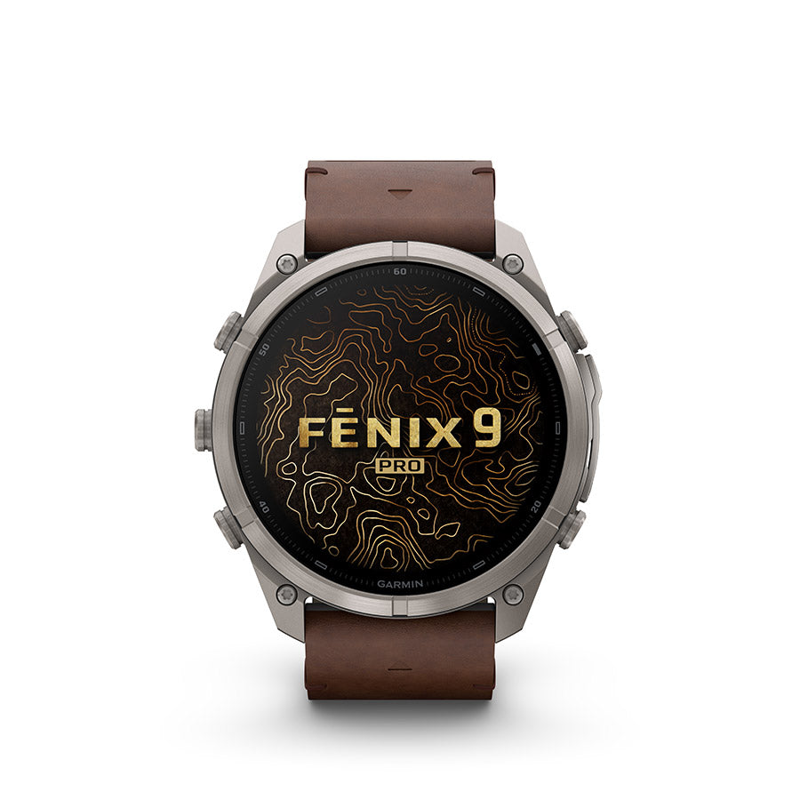 650575-04::4::650575-04::Garmin, fenix 9 Pro inReach 51mm, Montre, Couleur de la montre: Titane, Bracelet: Noyer - Cuir