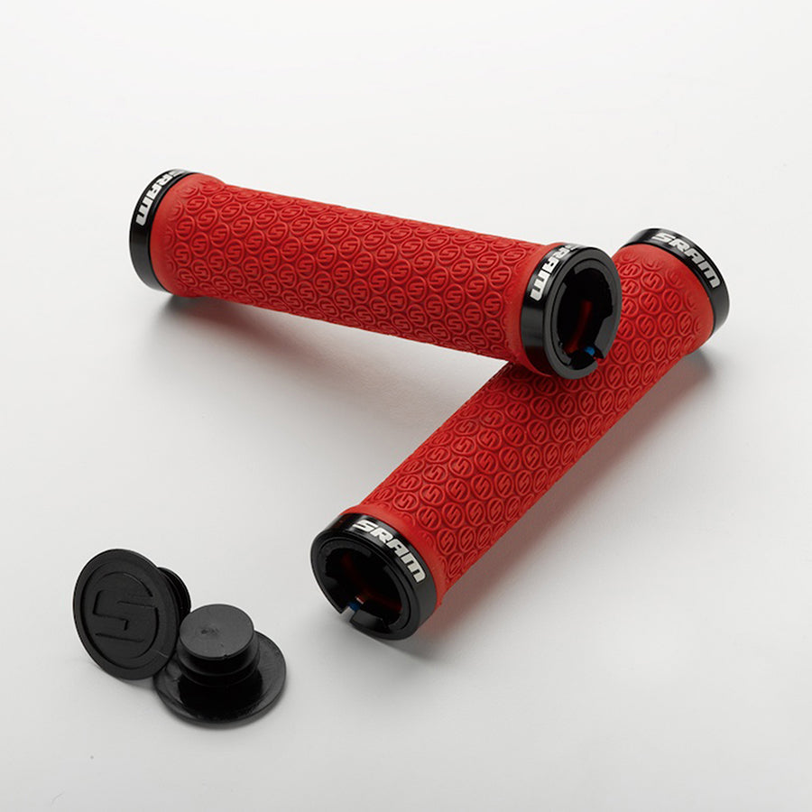 670195-03::0::670195-03::SRAM, Lock-On, Poignées, 130mm, Rouge, Paire