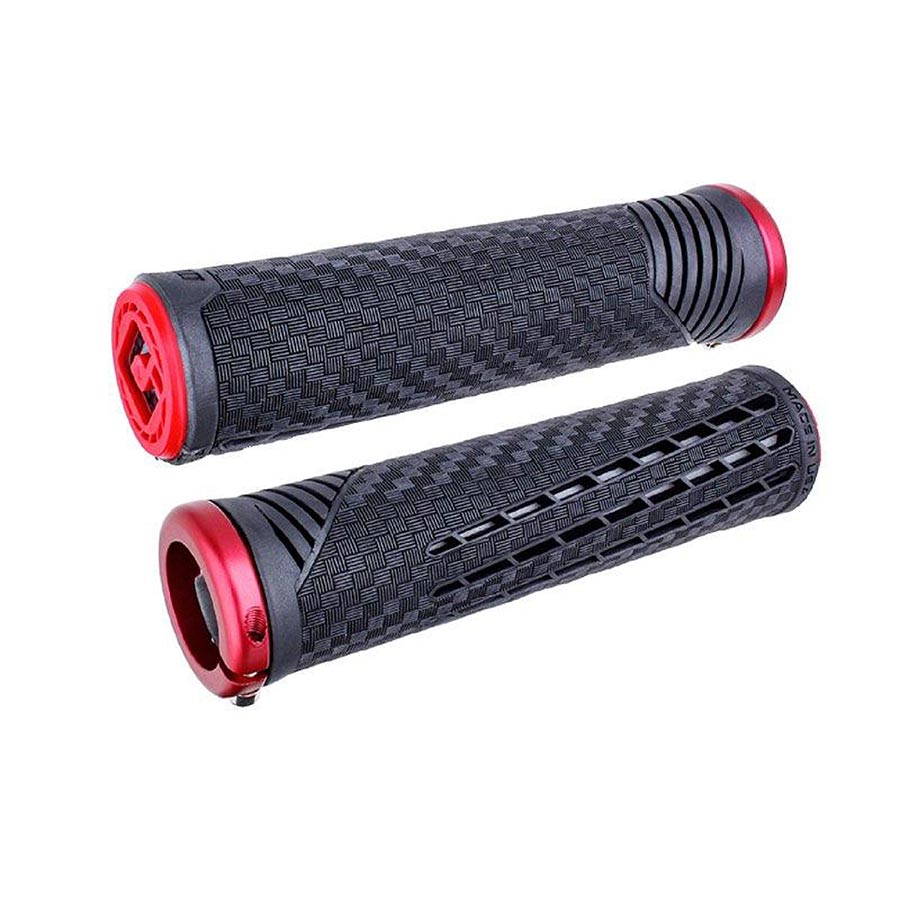 670749-02::0::670749-02::ODI, CF Grip v2.1, Poignées, 135mm, Noir Perle/Rouge, Paire