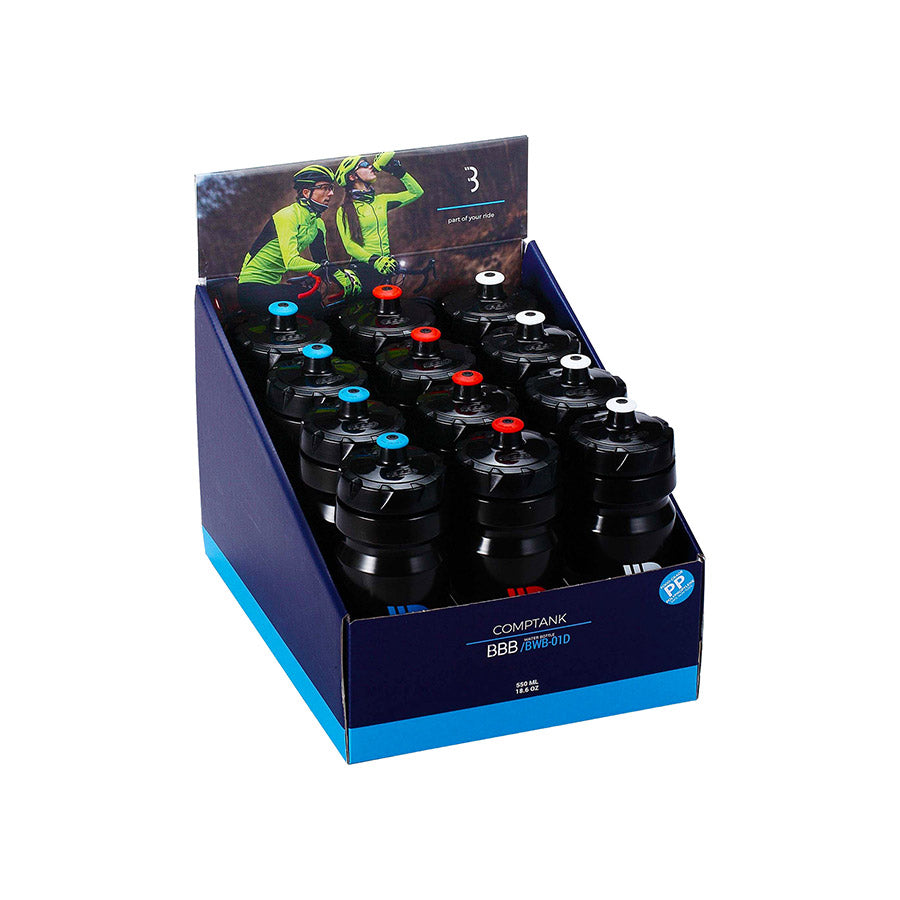 700263-01::0::700263-01::BBB Cycling, BWB-01D CompTank 550 Display, Bidon, 550ml / 19oz, Boite de 12, 12pcs