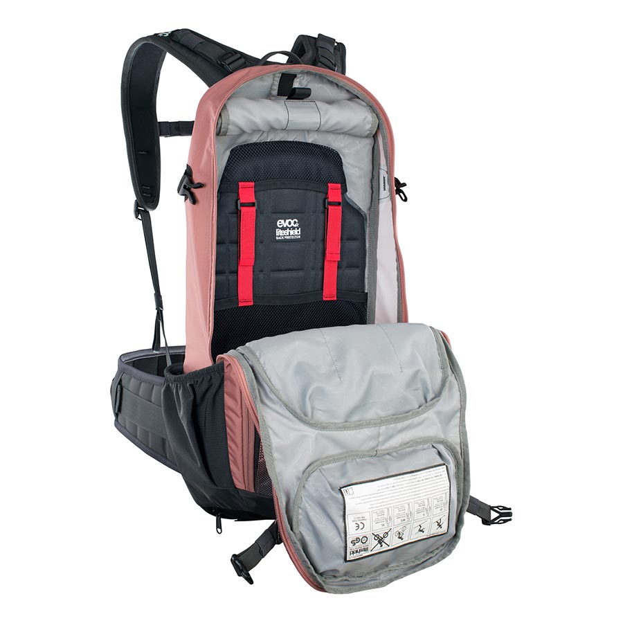 720592-08-S::6::720592-08-S::EVOC, FR Enduro, Sac à dos avec protection, 16L, Rose poussière/Gris carbone, S