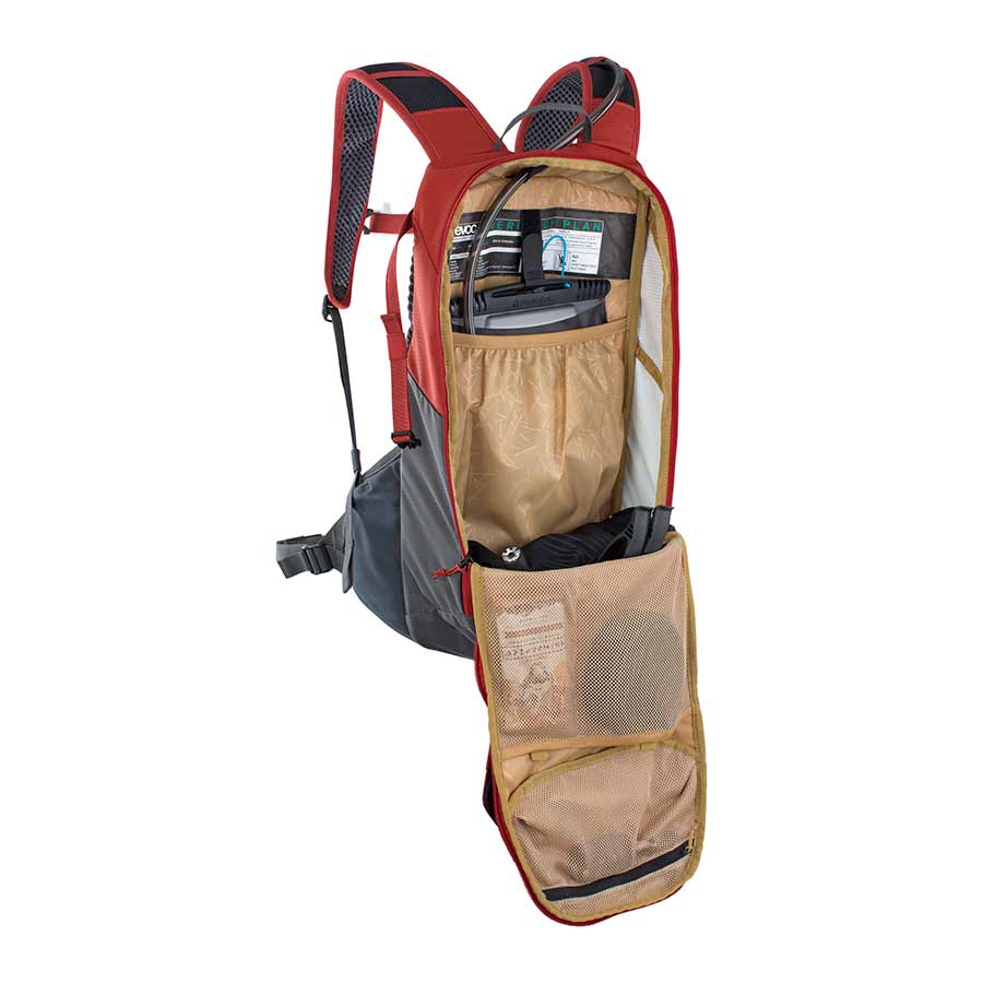 721368-02::3::721368-02::EVOC, Ride 12, Sac d'hydratation, Volume: 12L, Réservoir: Inclus (2L), Rouge Chili/Gris Carbone