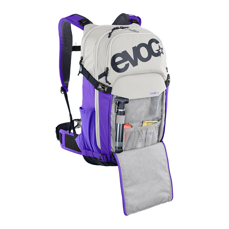 721510-04::4::721510-04::EVOC, Stage 18, Sac d'hydratation, Volume: 18L, Sable/Violet