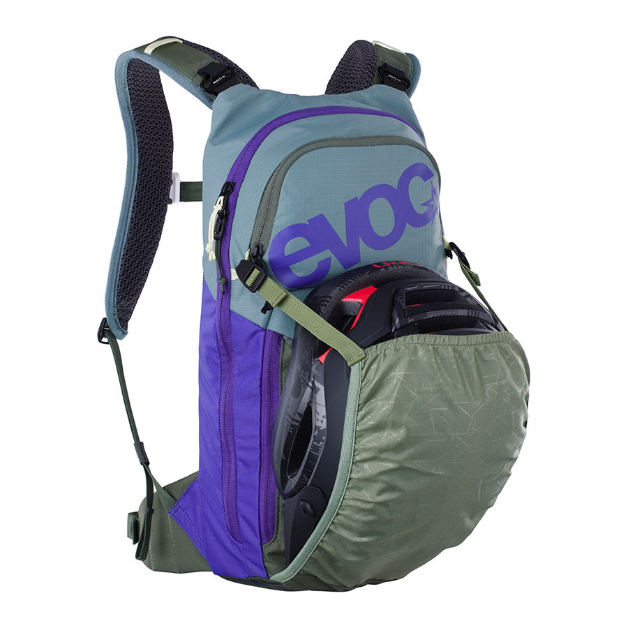 721512-05::4::721512-05::EVOC, Stage 6 + Réservoir 2L, Sac d'hydratation, Volume: 6L, Réservoir: Inclus (2L), Acier/Violet/Olive Foncée