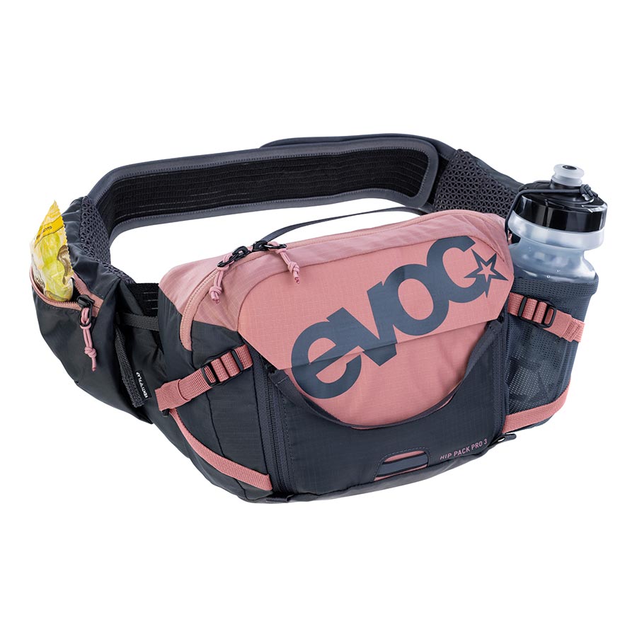 721516-03::1::721516-03::EVOC, Hip Pack Pro 3, Sac de taille, 3L, Non inclus, Rose poussière/Gris carbone