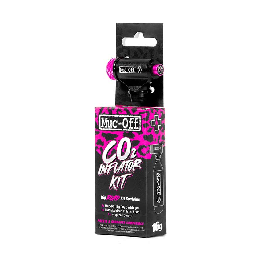 760502-01::1::760502-01::Muc-Off, Détendeur CO2 16g Route, Avec filets, Presta, Schrader, Kit