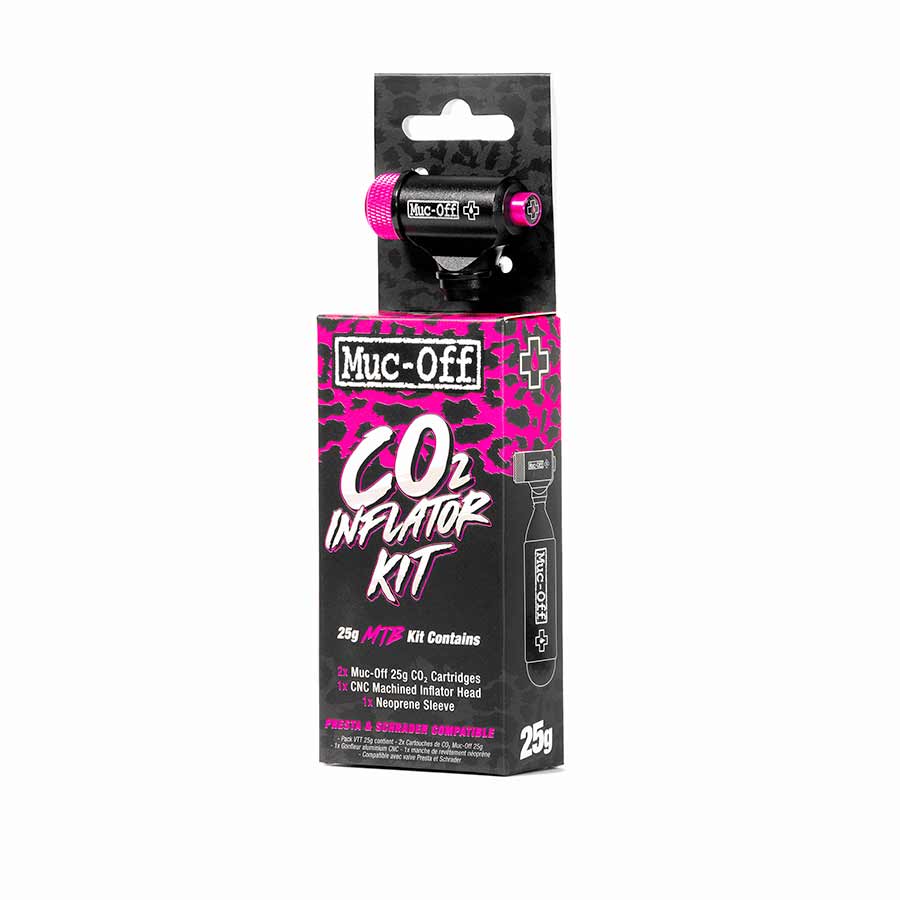 760503-01::1::760503-01::Muc-Off, Détendeur CO2 25g VTT, Avec filets, Presta, Schrader, Kit