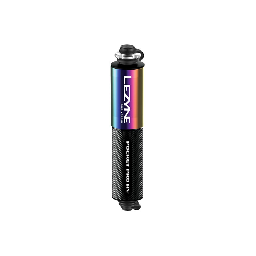 760545-01::0::760545-01::Lezyne, Pocket Drive HV, Pompe, 147mm, 90psi, ABS flip chuck, Multicolore