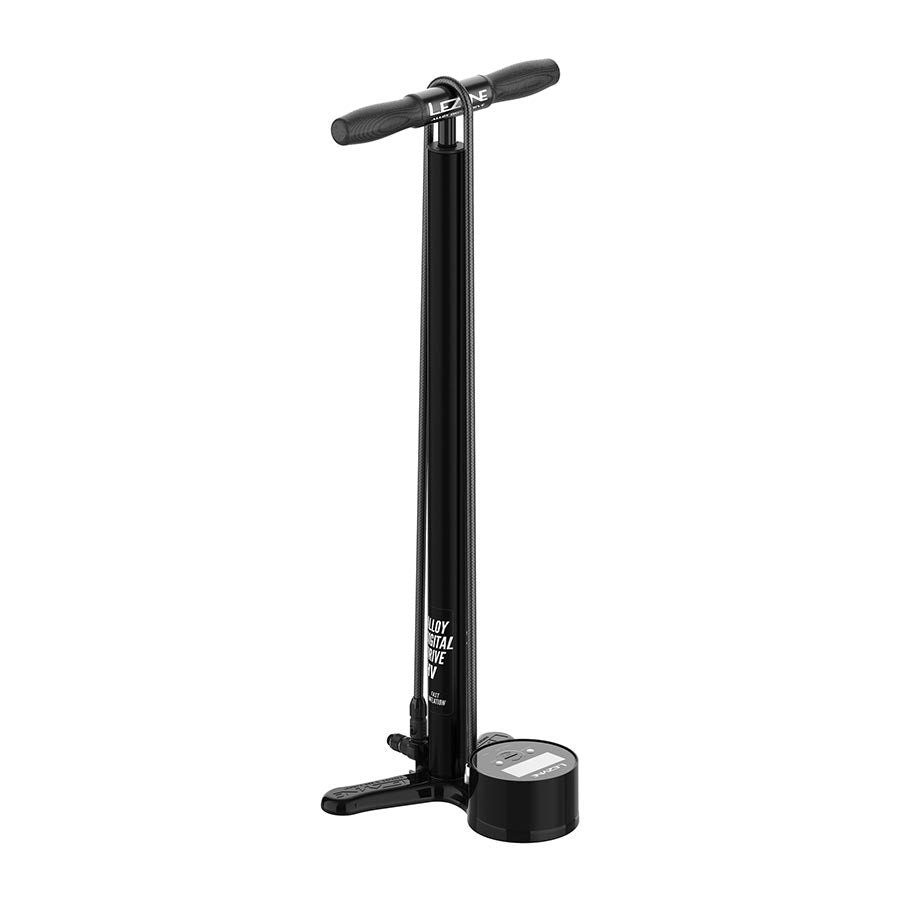 760561-01::0::760561-01::Lezyne, Alloy Digital Floor Drive HV, Pompe à pied, Tête Presta Pro, Noir Satiné